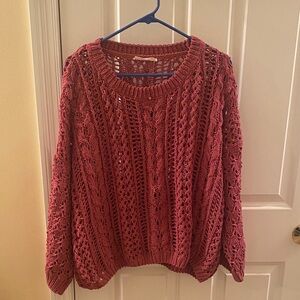 Women's Cable Knit Sweater - pinkish mauve color